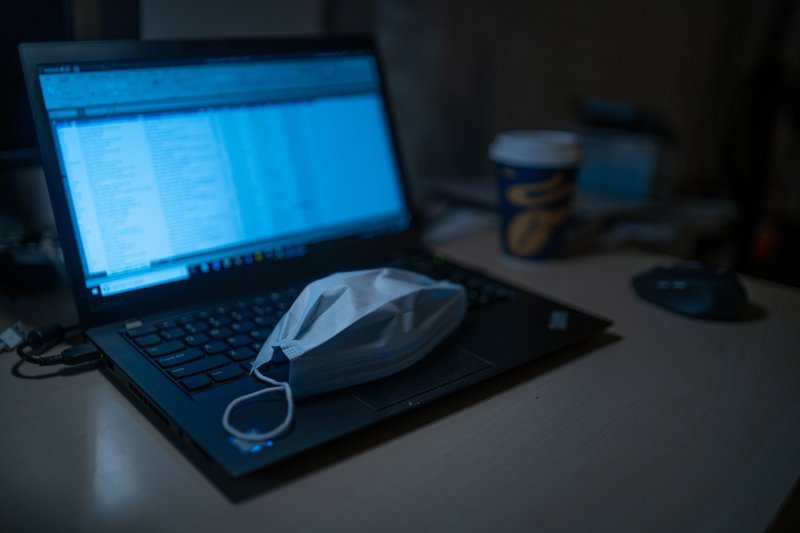 Mask on laptop